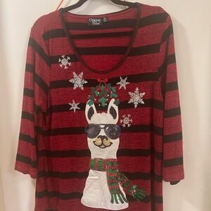 Onque Casuals Red and Black lightweight Striped Sweater